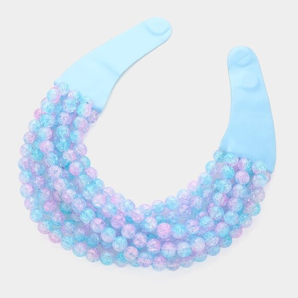 NEW Stunning Speckled Beaded 7-Strand Bib Statement Necklace in Cotton Candy - Picture 3 of 6